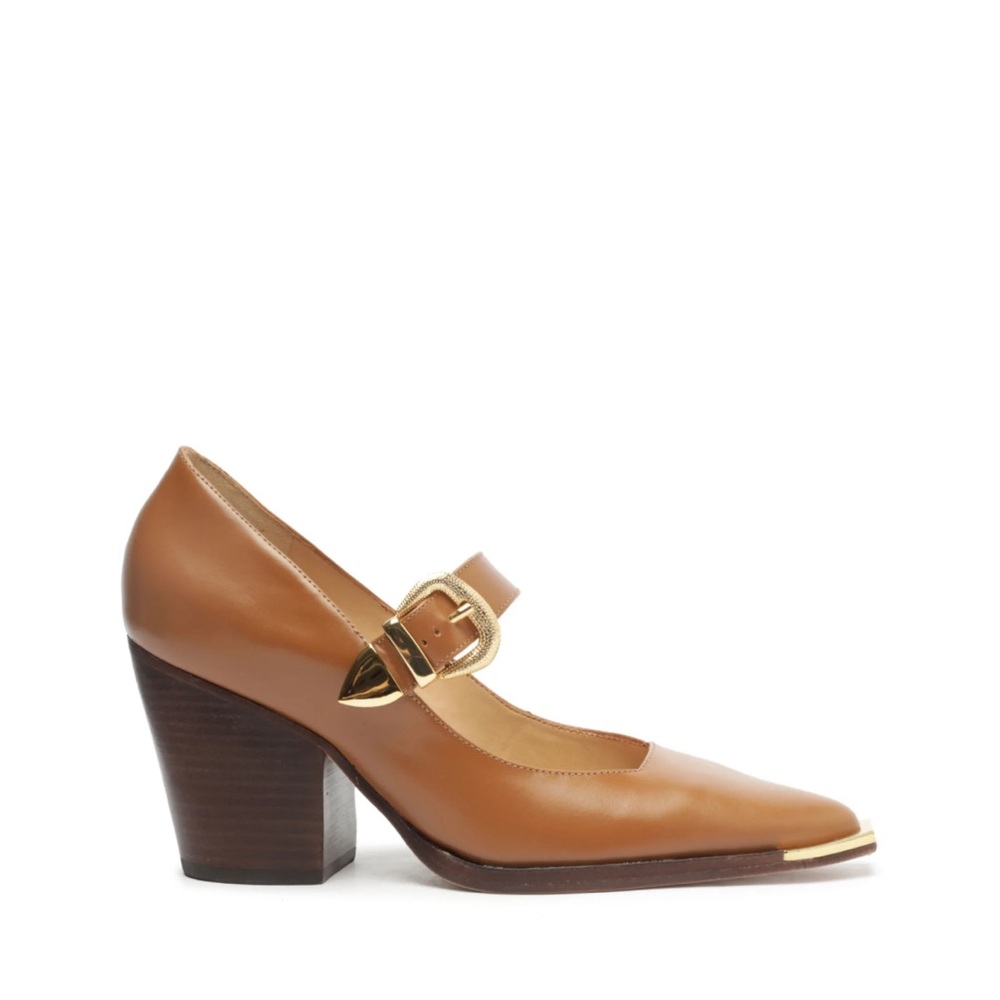 SCHUTZ Brown Leather Jeane Mary Jane Heels NWOT